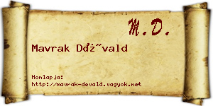 Mavrak Dévald névjegykártya